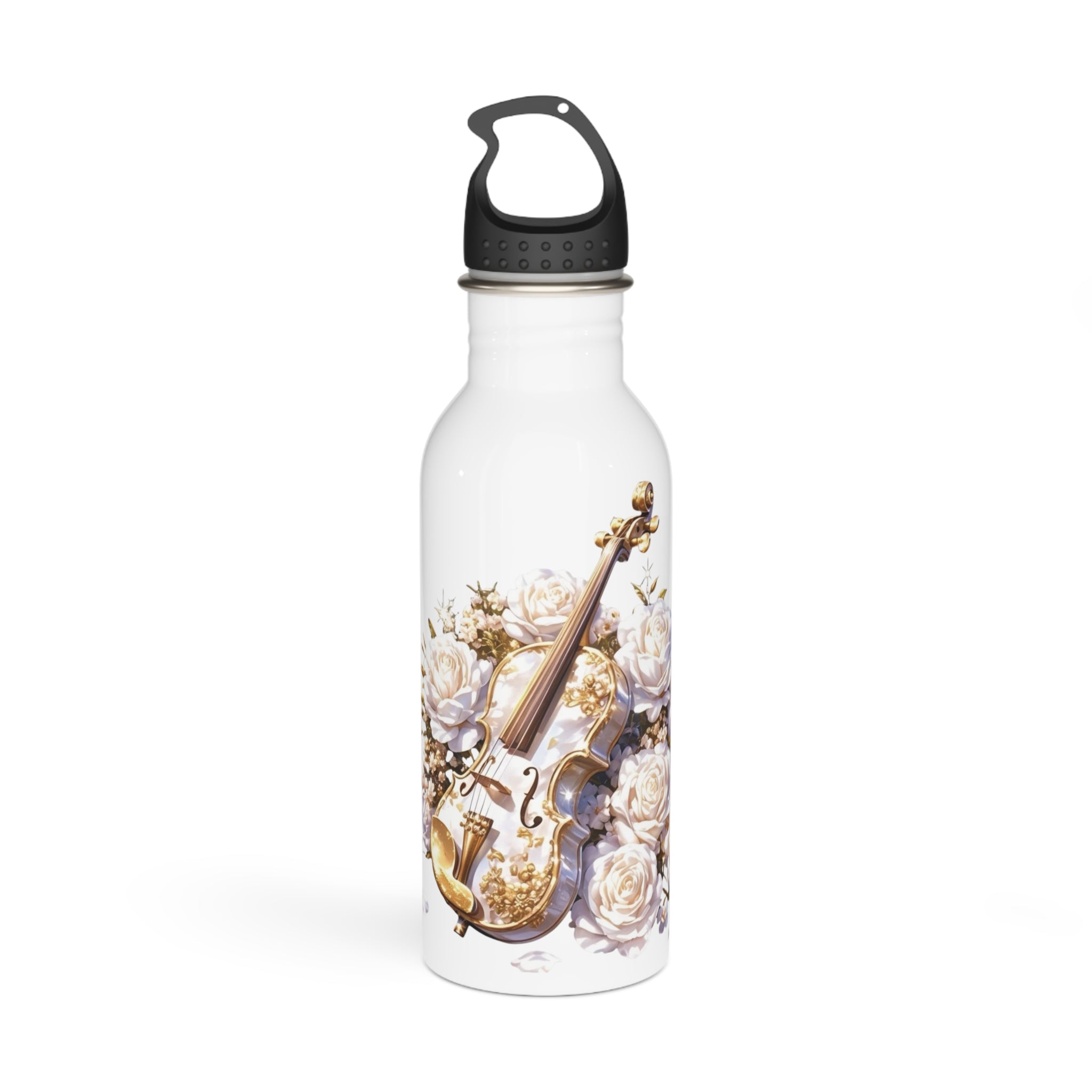Violin Floral Stainless Steel Water Bottle